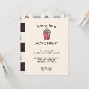 Invitation à une fête d'anniversaire soirée cinéma