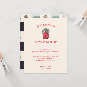 Invitation à une fête d'anniversaire soirée cinéma