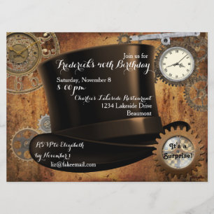 Invitation à une fête d'anniversaire Steampunk