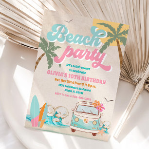 Invitation à une fête d'anniversaire sur la plage