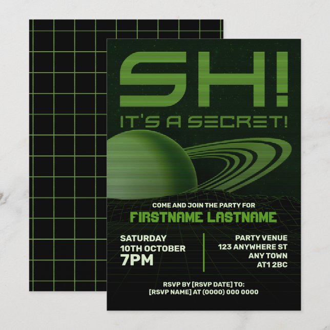 Invitation à une fête d'anniversaire surprise rétr (Devant / Derrière)