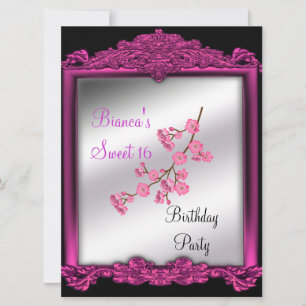 Invitation à une fête d'anniversaire Sweet 16 rose