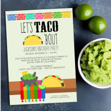Invitation à une fête d'anniversaire 'Taco 'Bout'