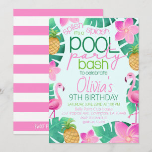 Invitation à une fête d'anniversaire Tropical Pool