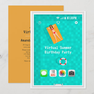 Invitation à une fête d'anniversaire virtuelle d'é
