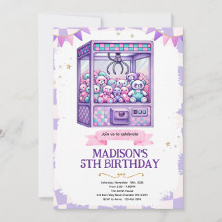 Invitation à une fête d'arcade avec machine à grif
