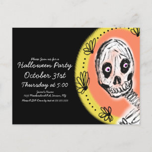 Invitation à une fête d'art de squelette Halloween
