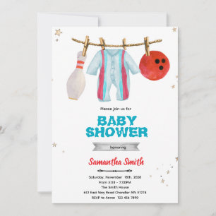 Invitation à une fête de baby shower de bowling