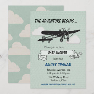 Invitation à une fête de bébé avion