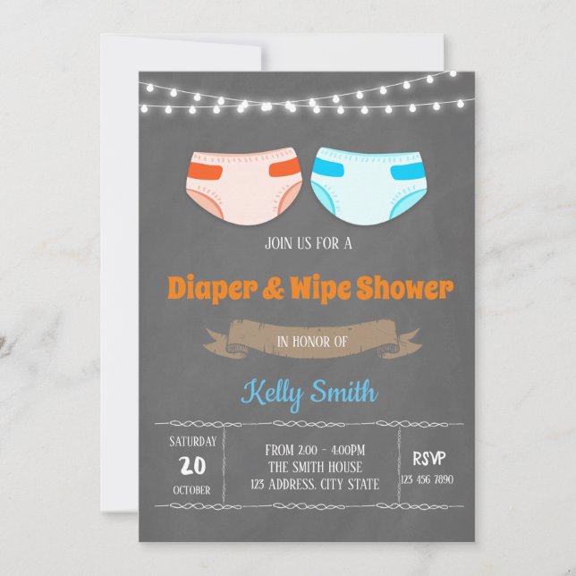 Invitation à une fête de bébé mignon avec des couc (Devant)