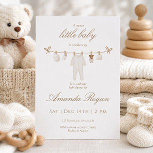 Invitation à une fête de bébé sur une corde à ling
