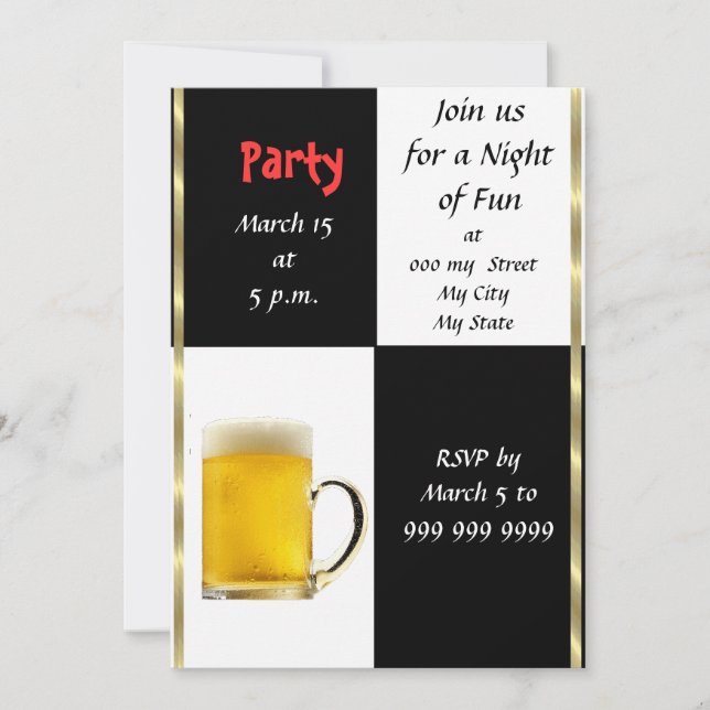 Invitation à une fête de bière amusante (Devant)