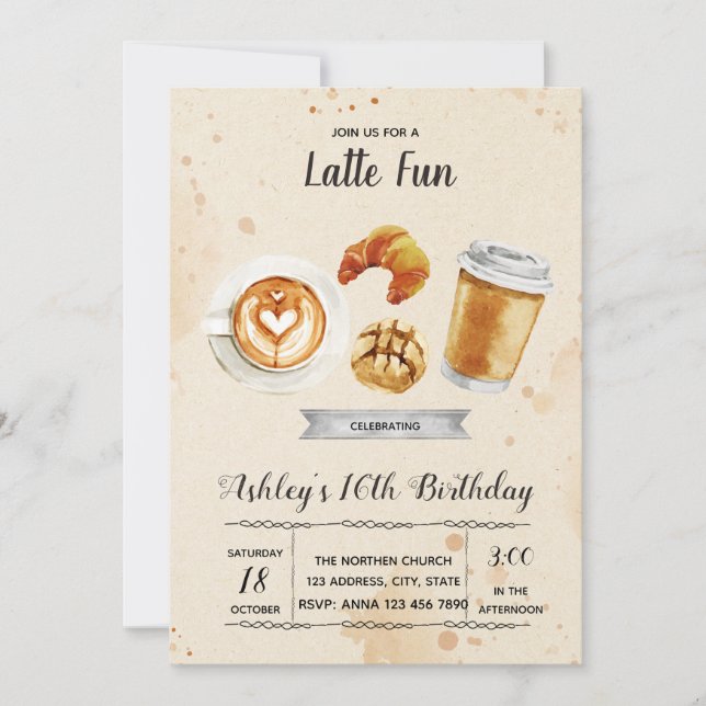 Invitation à une fête de brunch café (Devant)