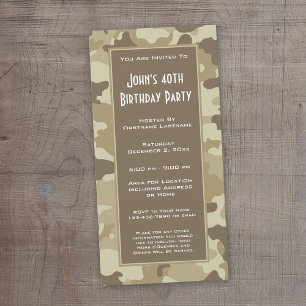 Invitation à une fête de camouflage militaire