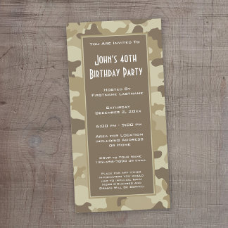 Invitation à une fête de camouflage militaire