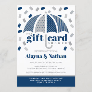 Invitation à une fête de carte-cadeau en bleu et g