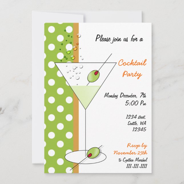 Invitation à une fête de Cocktail amusante (Devant)