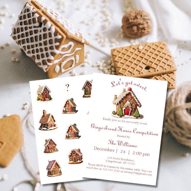 Invitation à une fête de concours de maison en pai (Get your Gingerbread House Contest invitation now and invite your guests! Order yours now!)
