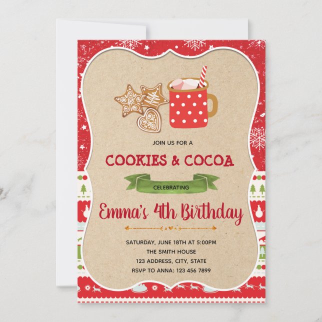 Invitation à une fête de cookies et de cacao (Devant)