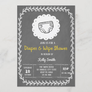 Invitation à une fête de couches et lingettes