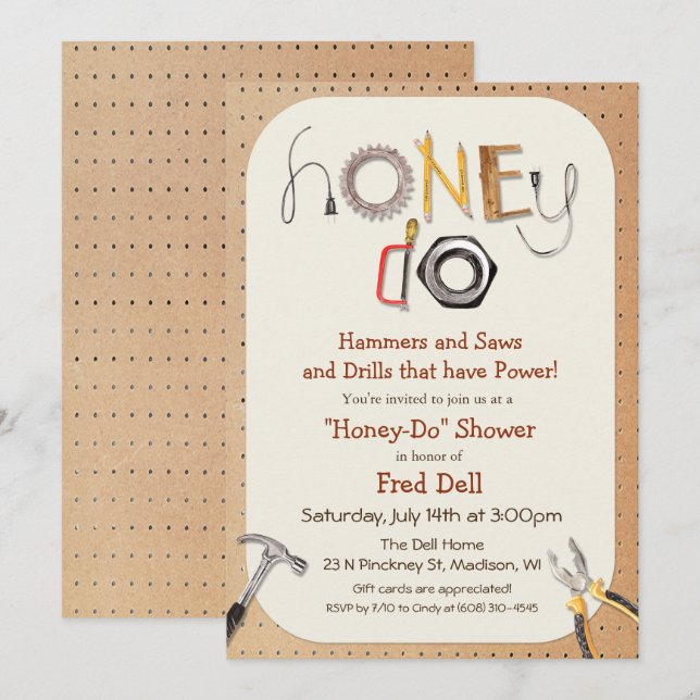 Invitation à une fête de couples 'Honey Do' (Devant / Derrière)