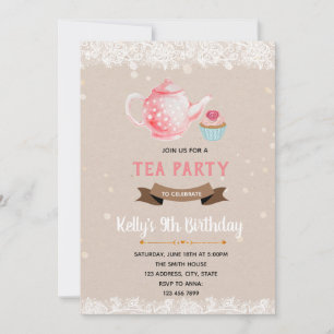 Invitation à une fête de cupcake et de thé