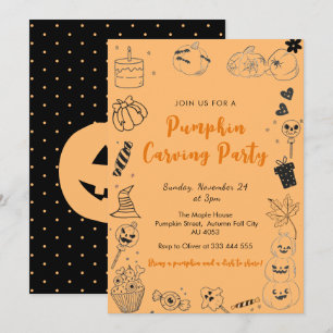 Invitation à une fête de découpage de citrouille d