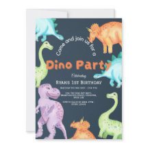 Invitation à une fête de dinosaures pour garçons e