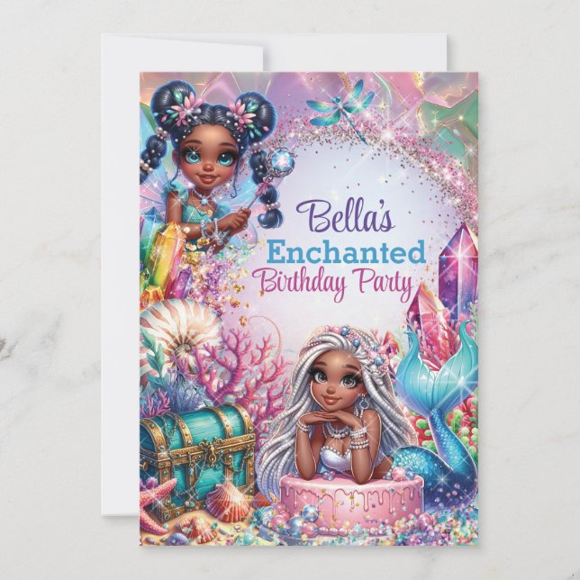 Invitation à une fête de fantaisie sirène fée (Devant)