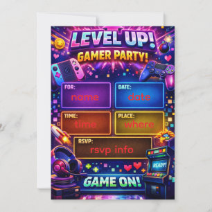 Invitation à une fête de gamer   Anniversaire de j