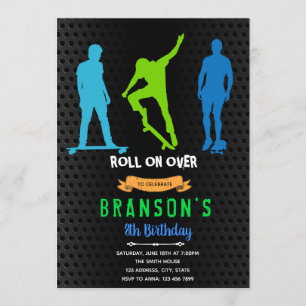 Invitation à une fête de garçon planchiste