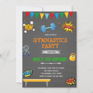 Invitation à une fête de gymnastique de super-héro