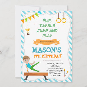 Invitation à une fête de gymnastique pour garçons