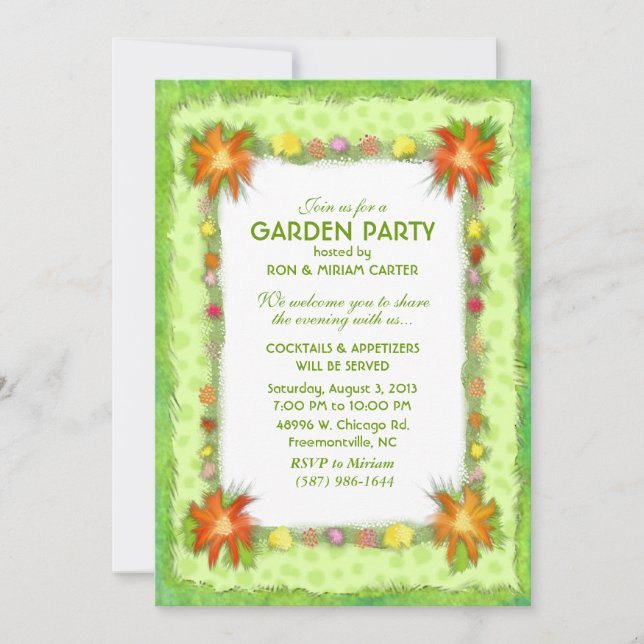 Invitation à une fête de jardin - Frontière floral (Devant)