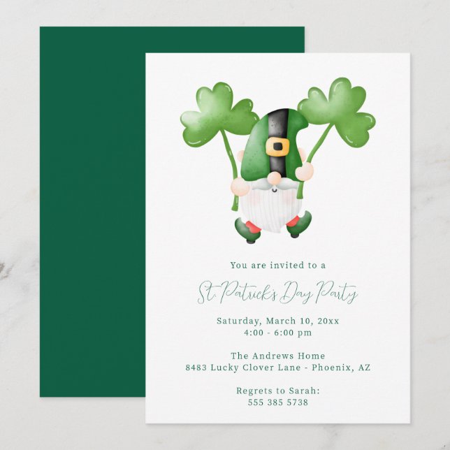 Invitation à une fête de la Saint-Patrick (Devant / Derrière)