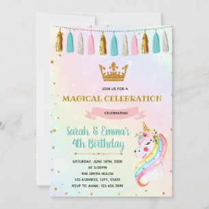 Invitation à une fête de licorne de princesse mign