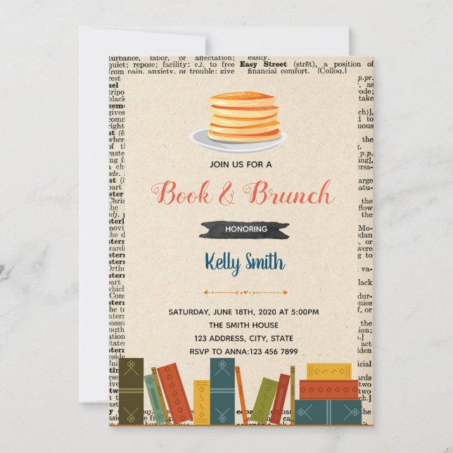 Invitation à une fête de livres et de brunch (Devant)