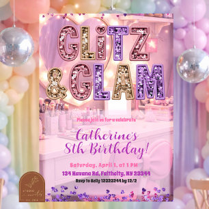 Invitation à une fête de maquillage Paillettes et