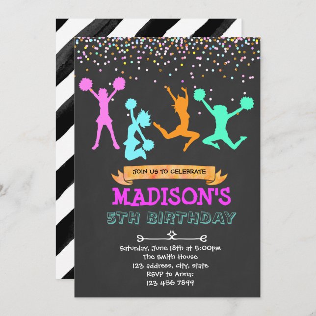 Invitation à une fête de meneuse de claque à paill (Devant / Derrière)