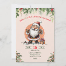Invitation à une fête de Noël avec le Père Noël mi