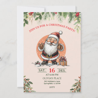 Invitation à une fête de Noël avec le Père Noël mi