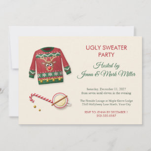 Invitation à une fête de Noël avec un pull moche
