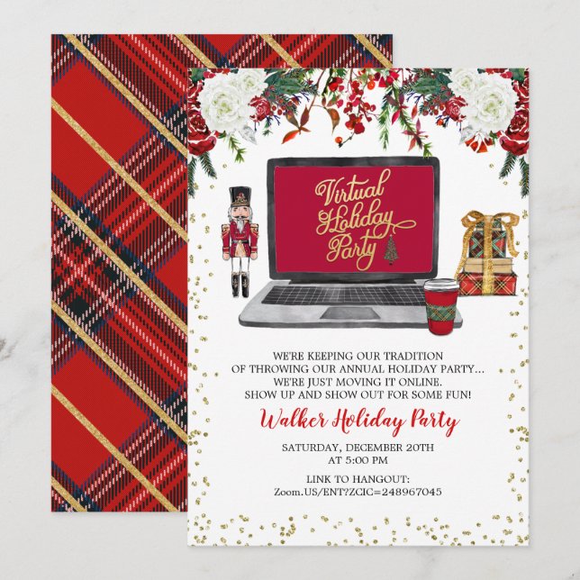 Invitation à une fête de Noël virtuelle (Devant / Derrière)
