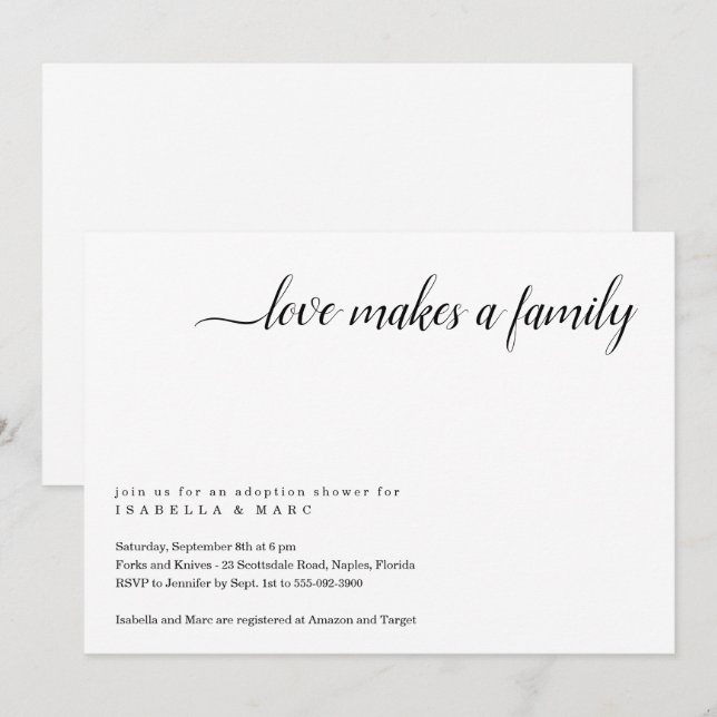 Invitation à une fête de parrainage (pour bébé ou  (Devant / Derrière)