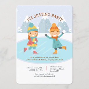 Invitation à une fête de patin à glace pour enfant