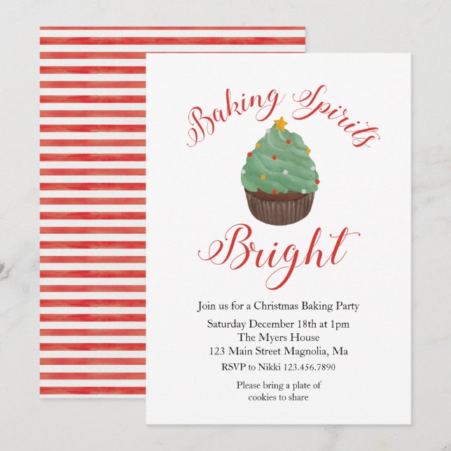 Invitation à une fête de pâtisserie de Noël (Devant / Derrière)
