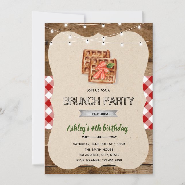 Invitation à une fête de petit-déjeuner aux gaufre (Devant)