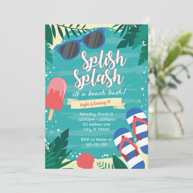 Invitation à une fête de plage (Debout devant)