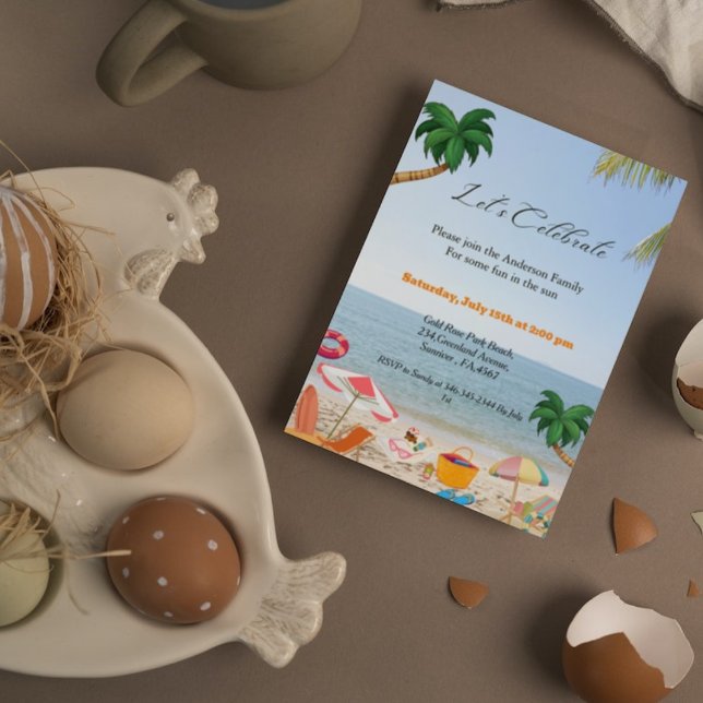Invitation à une fête de plage, fête de plage en f (Créateur téléchargé)