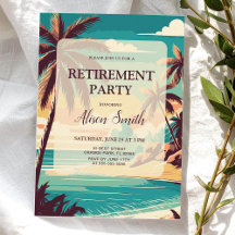 Invitation à une fête de retraite avec plage tropi